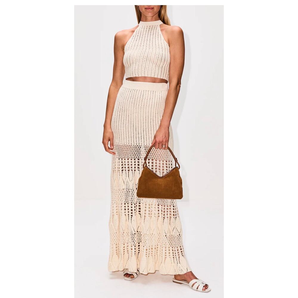 ESCVDO Reflejo Handmade Crochet Halter Top in Ivory XS